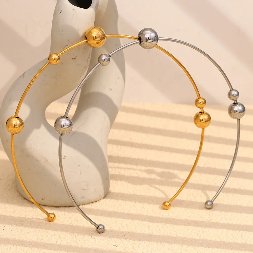 Non Tarnish Waterproof Fashion Jewelry Necklace 18K Gold PVD Plated Stainless Steel Bead Collar Choker Necklace for Women