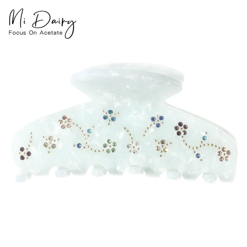 Mi Dairy New Arrival Smile Heart Flower Spring Hair Claw Multicolour Acrylic Printing Translucent Hair Clips 223481