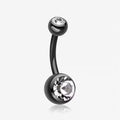Wholesale Custom Fashion G23 Titanium Double-Jeweled Black Navel Ring Belly Piercing Body Jewelry