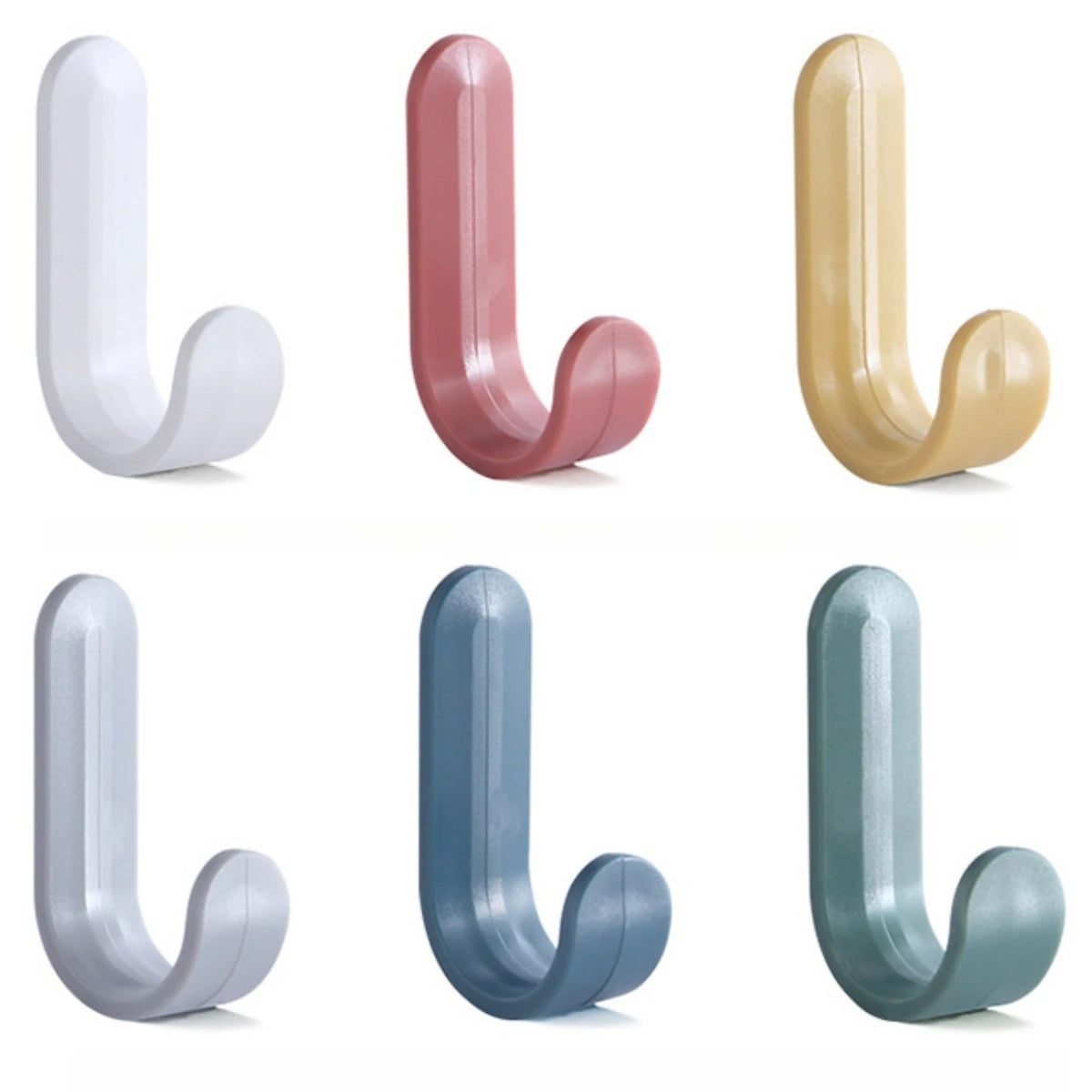 6PCS J Shape Self Adhesive Wall Hook Coat Bag Bathroom Door Kitchen Towel Hanger Hooks Home Storage Accessories
