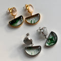 Dazan Autumn Winter 18k Gold Plated Unique Hypoallergenic Stainless Steel Scalloped Cat S Eye Blue and White Porcelain Earrings