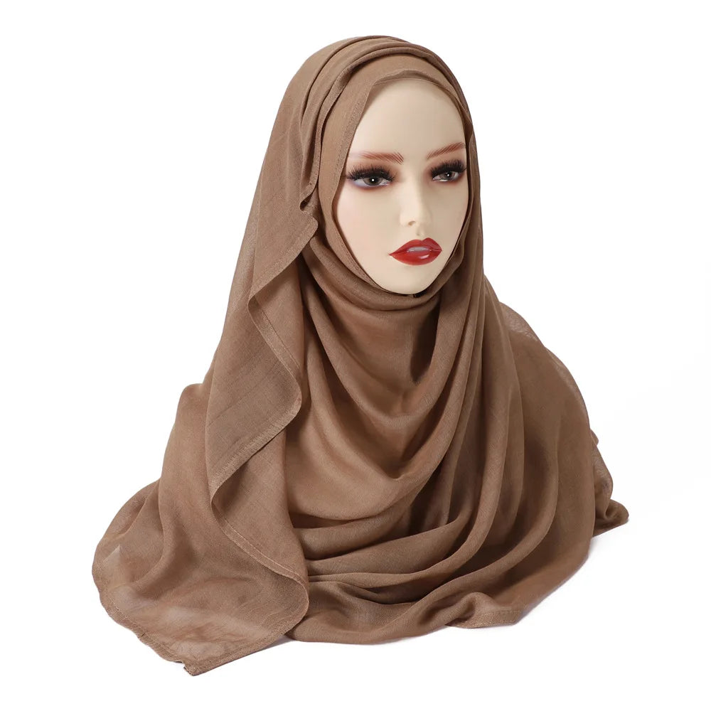 New Arrival Women Muslim Headband Breathable Solid Color Shawls Plain Light Weight Rayon Cotton Hijab Scarf