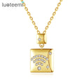 LUOTEEMI Square Shape Ladies Fashion Charm Necklaces Wife Shape Cubic Zirconia Pendant Necklace