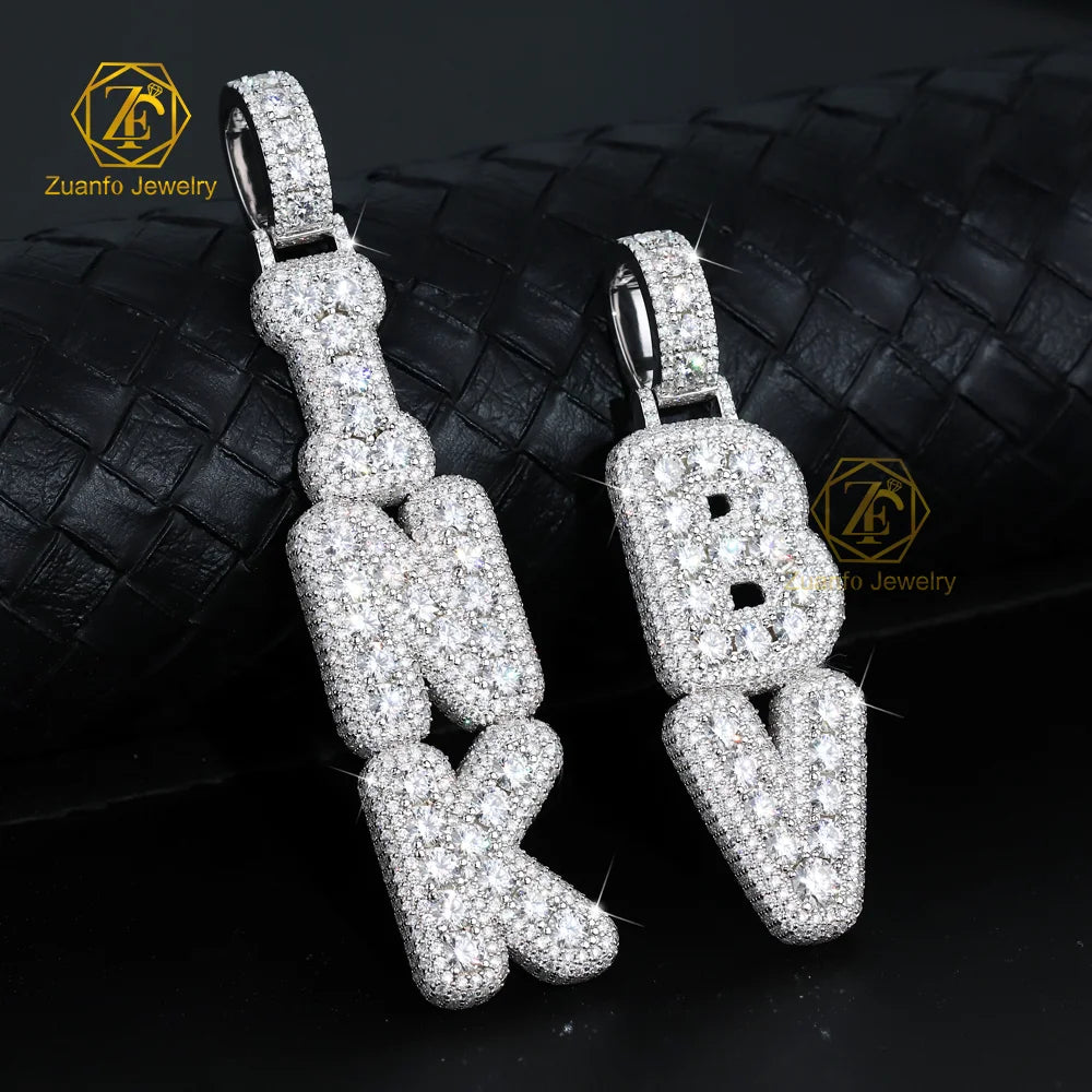 HipHop Style Customizable Iced Out 'D' Letter Pendant VVS1 Moissanite Diamond Name Charm for Men's Gift or Party Accessory