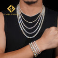 Wholesale 2.0mm-6.5mm 925 Sterling Silver Moissanite Iced Out White Gold-Tennis-Chain Wuzhou Zuanfa Hip Hop Jewelry