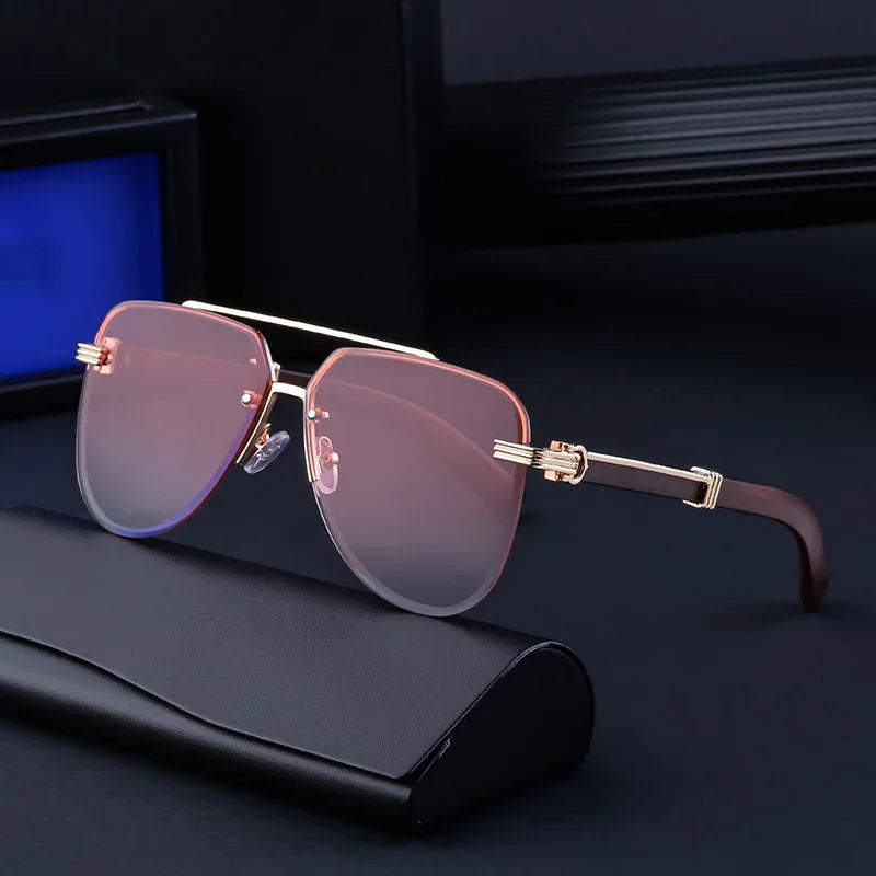 2026 Factory NEW Classic Designer Retro Rimless Double Bridge Vintage vogue Sunglasses Women Men Metal Sunglasses