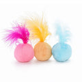 Korean Style Colorful Ball Plush Cat Toys with Ring Bell Feather Cat Ball