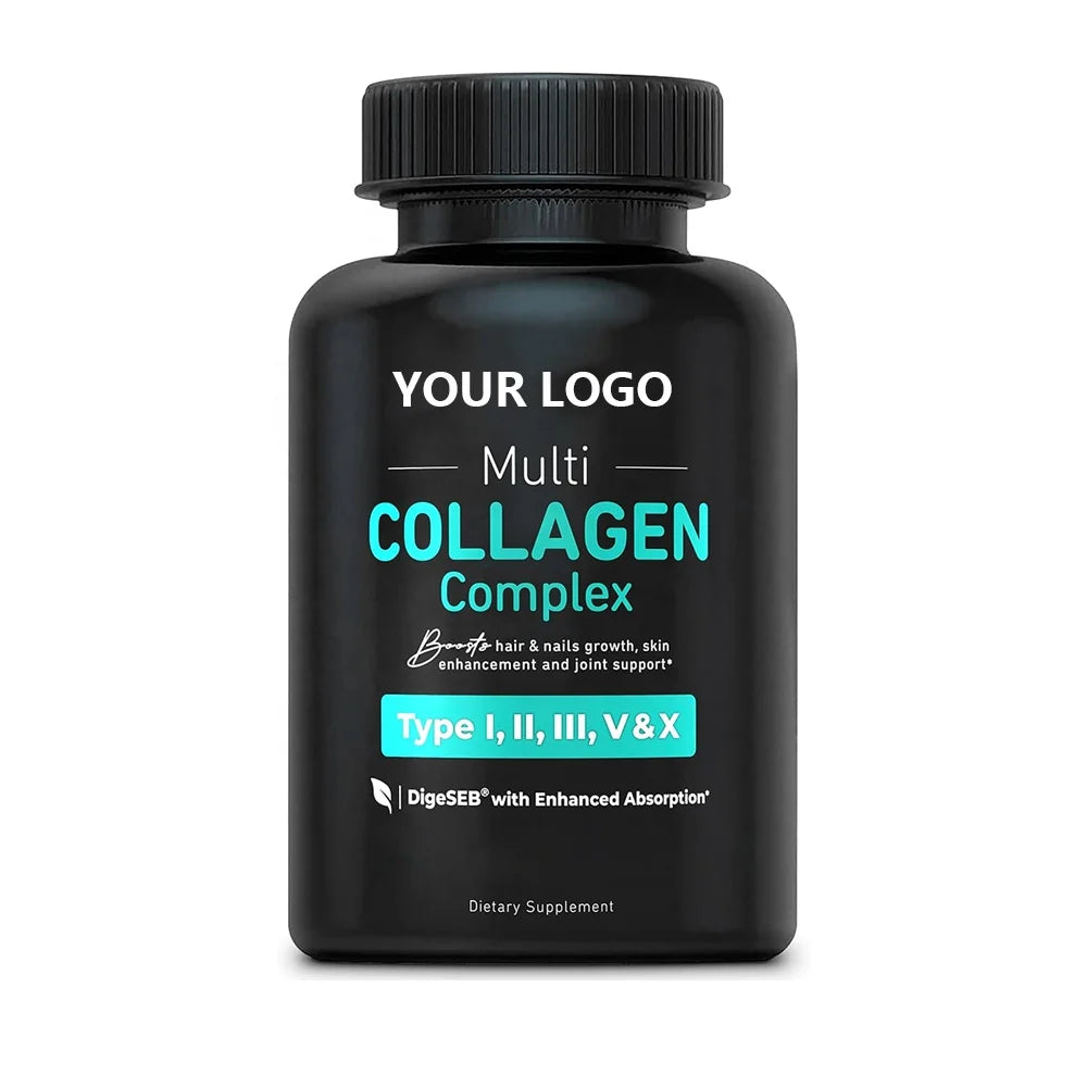 OEM/ODM Customizable Multi Collagen Complex Type I II III V X Grass Fed Adult Skin Beauty Vitamin Capsules