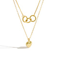 Sweet Heart Shape Double Layer Link Necklace 925 Sterling Silver Heart Pendant 18K Gold Plated Necklace