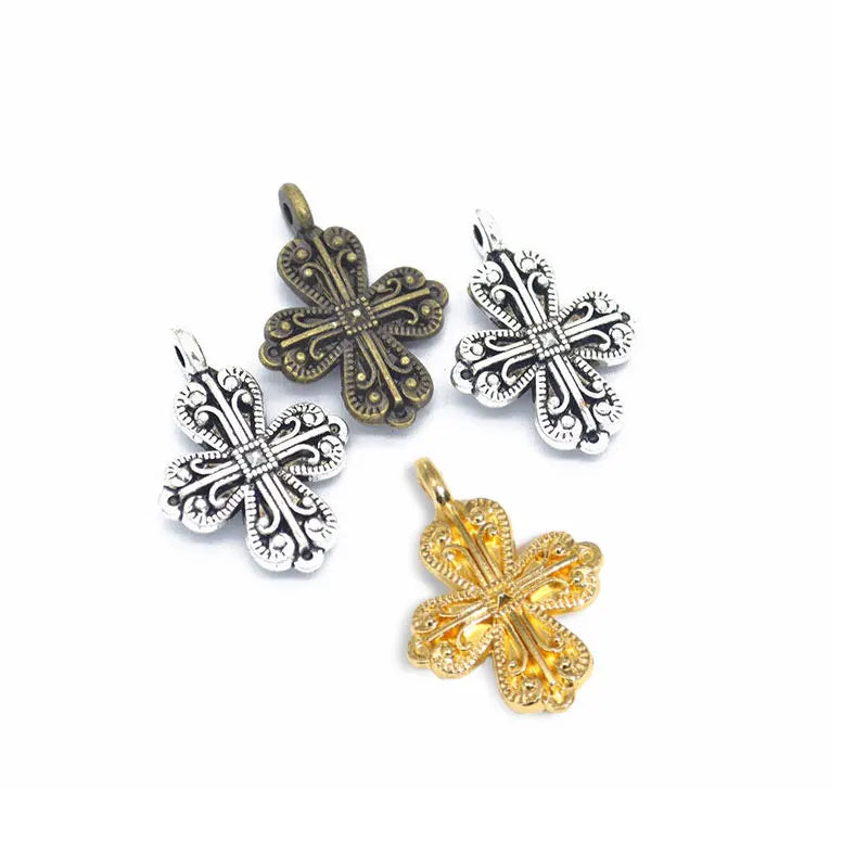 YuenZ 2 Colour Antique Silver Color Cross Charms Pendant Necklace Earring Bracelet DIY Jewelry Accessories 26*18mm T53