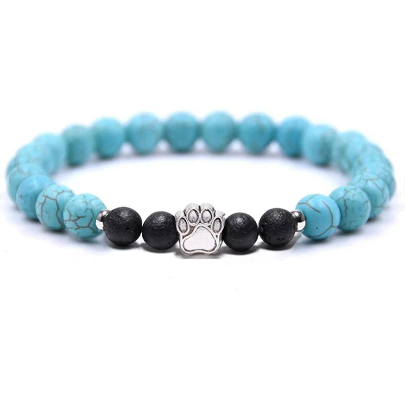Lava Stone Bead Dog Paw Bracelet Healing Energy Natural Amethyst Aromatherapy Diffuser Stretch Elastic Yoga Beaded Bracelet