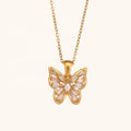 Dingran Fashion Trendy Jewelry Butterfly Pendant Necklaces PVD Gold Plated Stainless Steel Jewelry
