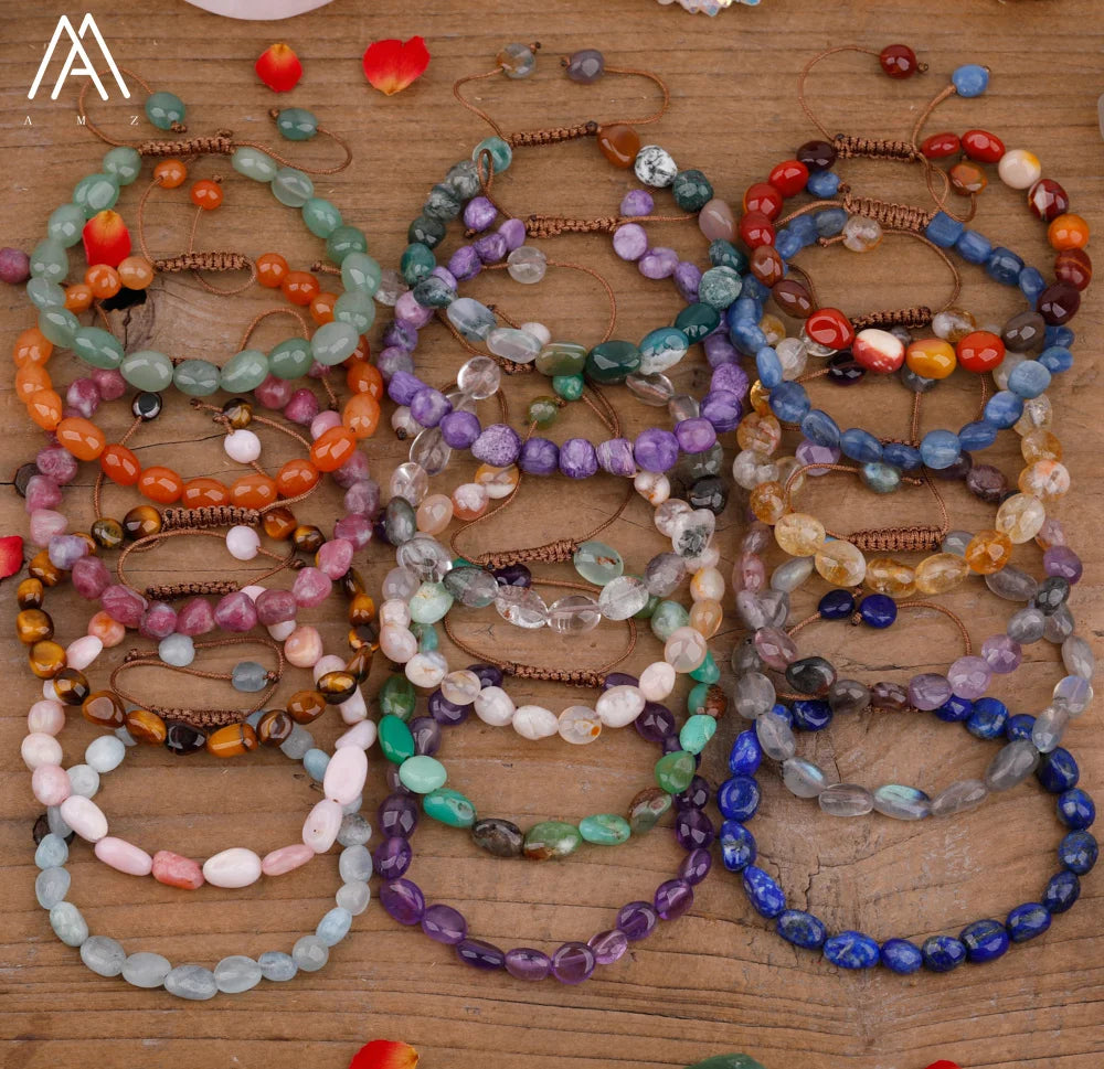 Chip Bracelet Handmade Jewelry  Natural Gemstone Heal Crystal Quartz Beads Adjustable Woven Bracelets