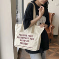 Custom Logo Female With Front Big Pocketcotton Canvas Shopping Shoulder Tote Bag