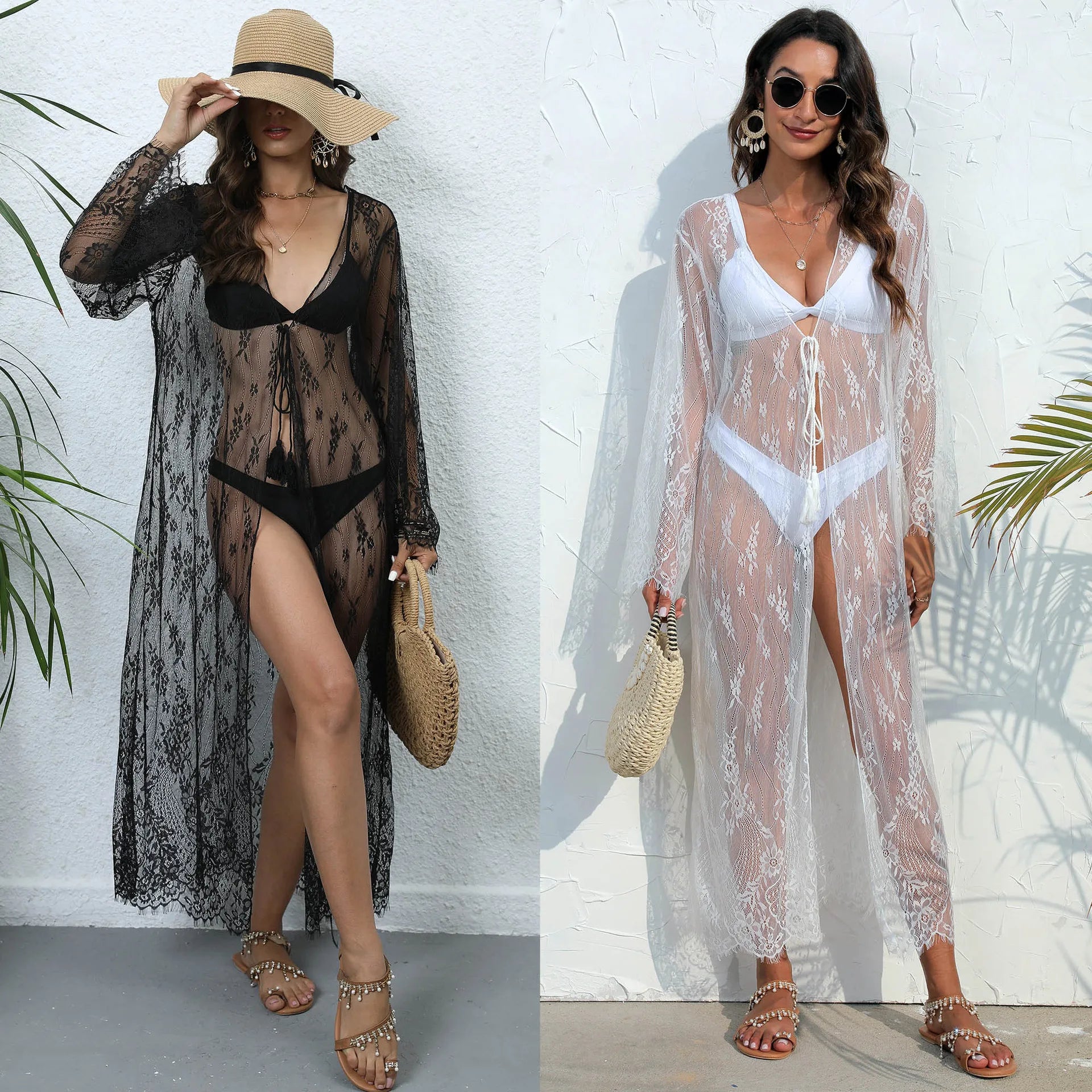 Wholesale Bikini Cover up Solid Color Beach Lace Cover Ups Women's Swimsuit Dress Cover Ups