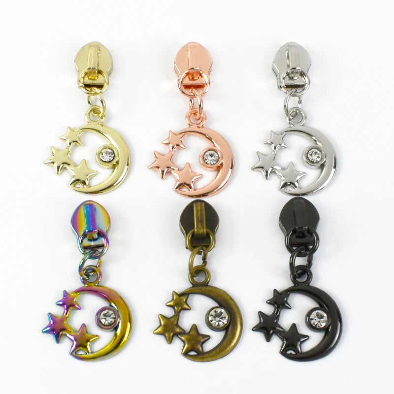 Deepeel ZT871 Clothing Accessories Clothes Starry Moon Decorative Zipper Alloy Zipper Pull