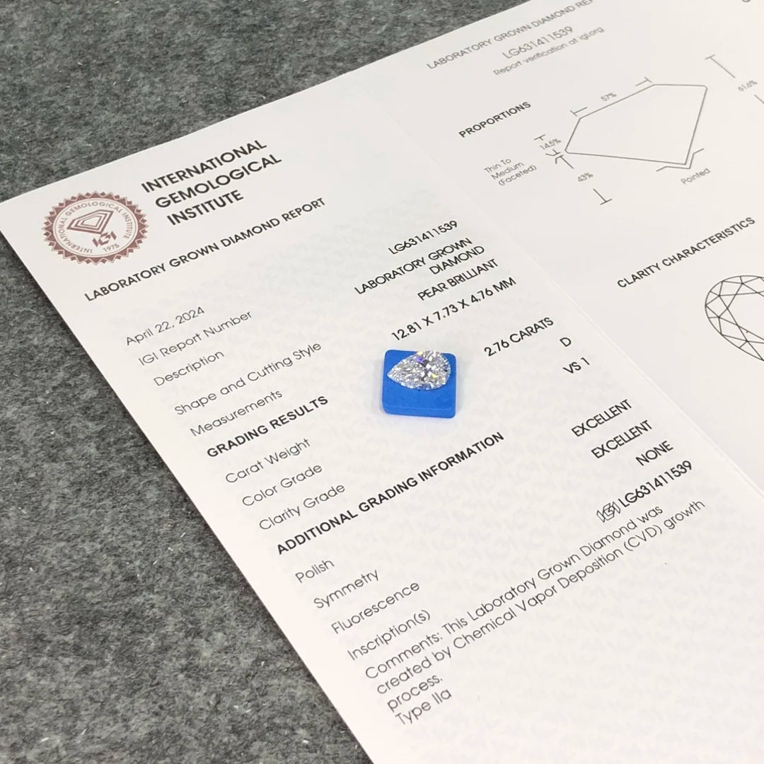 IGI  Certified 2.76ct  D VS1 Wholesale Lab Created Diamond CVD Lab Grown Diamond