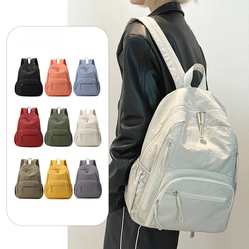 Lightweight Waterproof Nylon Women's Backpack Large Capacity Simple Commuter Ladies Shoulder Bag Travel Portable Female Handbag