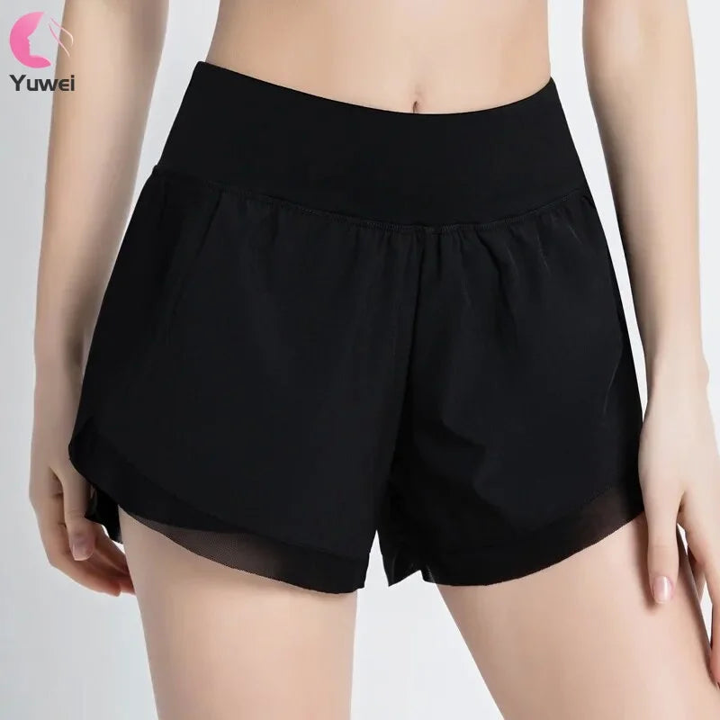 Women's High Waist 2-in-1 Yoga Sweat Shorts Casual Athletic Summer Jersey for Gym & Lounge Breathable Comfy Design for Women