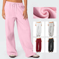 Custom Wholesale Streetwear Heavyweight Fleece Lined Windproof Eco-Friendly Drawstring Closure Sweatpants Winter Warm Wide Leg