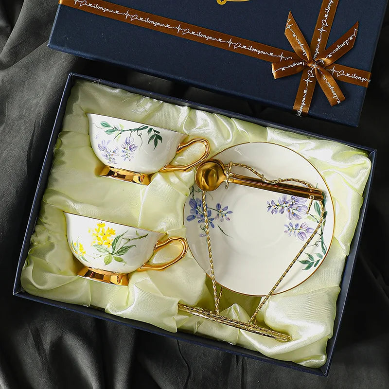 European Bone China Coffee Cup Saucer High-Grade Exquisite Afternoon Tea Set Ceramic Cup