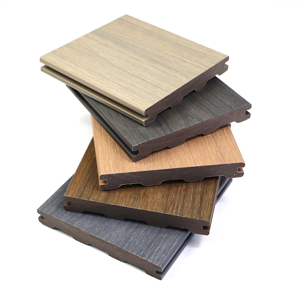 Solid Co-Extrusion WPC Composite Decking Board for Outdoor Garden European Design Style with Brushed Technics for Garden Decking