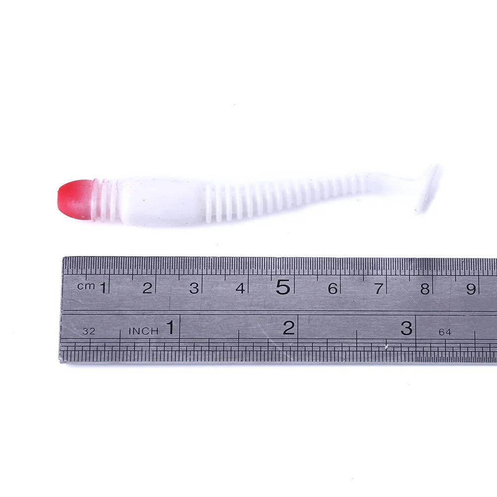 Newup 85mm Fishing Soft Lures Plastic Swim Paddle Tail Worm Red Paddle T Tail Earthworm Soft Bait