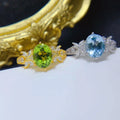 Hot Popular Wedding Classic 925 Sterling Silver Gold Filled Natural Peridot and Topaz Jewelry Rings for Women