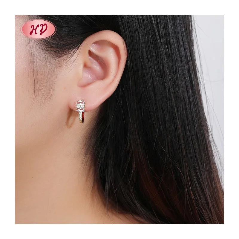 Oro Chic 18K Laminated Gold Plated Brass Hoop Earrings for Wholesale Earrings Women Sparkling Cubic Zirconia