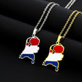 Manufacturer Stainless Steel Enameled Holland Map Chain Necklace 18K Gold Plated Enamel Netherlands Flag Map Pendant Necklace