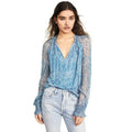 Bohemian Print V-Neck Chiffon Blouse Casual Plus Size Shirts