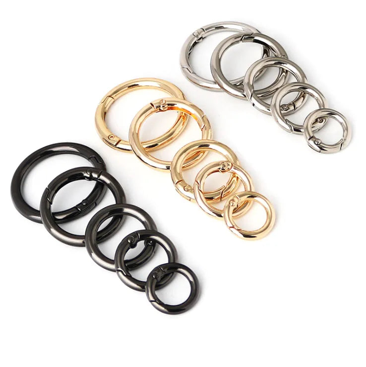 BT-56 Zinc Alloy Sliver Gun Key Metal Circle Snap Clip Hook O-ring Spring Gate Round Hook Carabiner Bag Hardware Accessories 50m