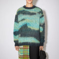 Custom LOGO OEM & ODM Men Sweater Jacquard Mohair Knit Long Sleeve Knitted Winter Knitwear Men Crew Neck Mohair Sweater