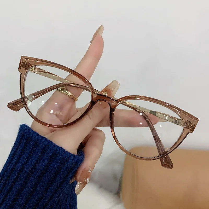 2025 Fashion Women Computer Anti Blue Light Blocking Glasses Frame Metal Cat Eye Optical Eyeglasses