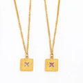 Joolim Pink Clear Zirconia Square Burst Pendant Necklace Stainless Steel Necklace Jewelry Wholesale