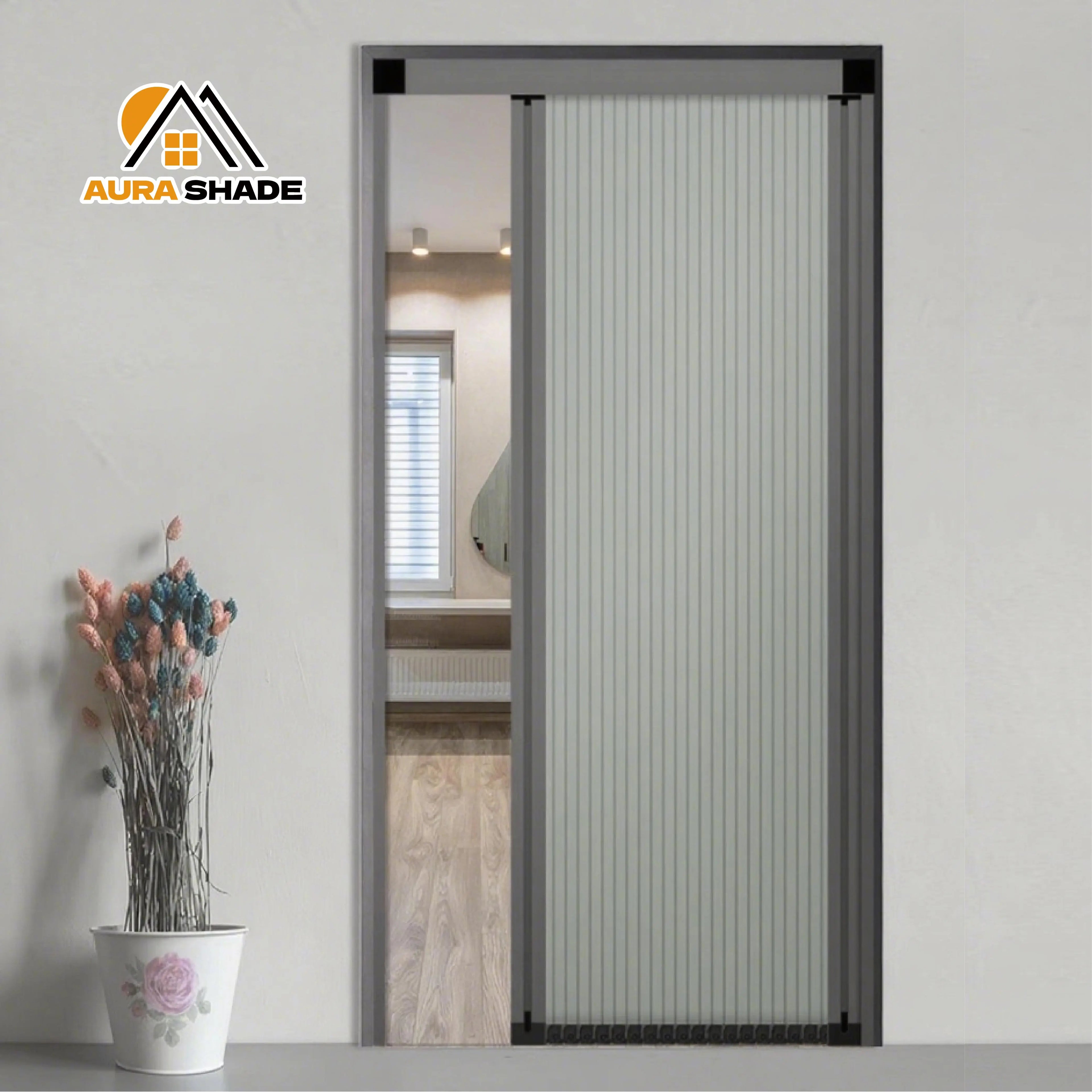 High Quality Retractable Screen with Sliding Honeycomb Sunshine Built-In for Trackless with Chain Blinds Shades & Shutters
