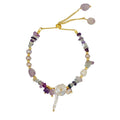 Elegant Women's Bracelet Handmade with Natural Stone Freshwater Pearl Beads Gold Plated Fashion Jewelry
