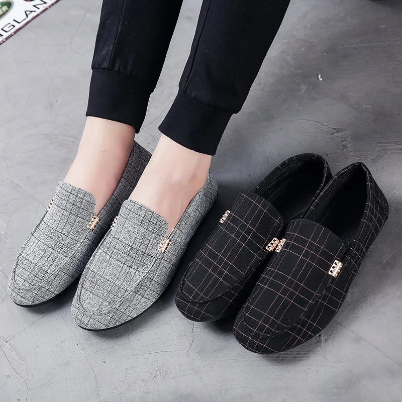 Wholesale New Arrival Men Youth SLIP-ON Dress Shoes Flats Loafers Korean Style All-match Solid Color Business Casual Shoes