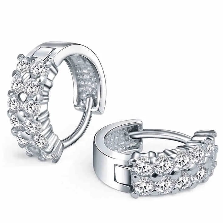 REETI New Arrival Double Row Zircon 925 Silver Hoop Earrings for Momen Jewelry 2021
