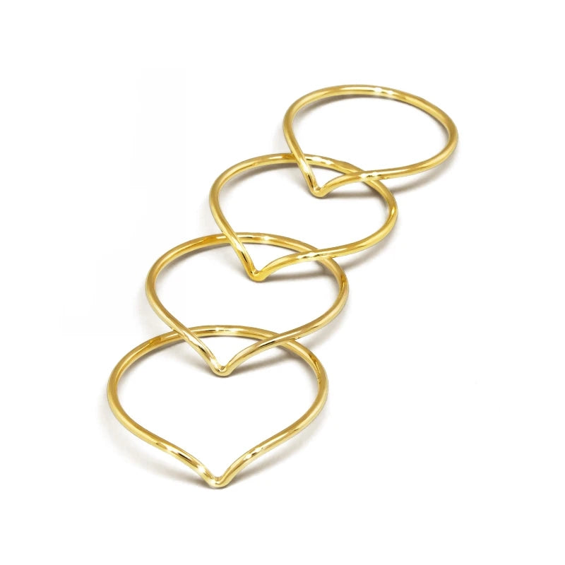 Fashion 14KGF Jewelry Womens Rings Vintage V Shape Party Band Chevron Gold Rings