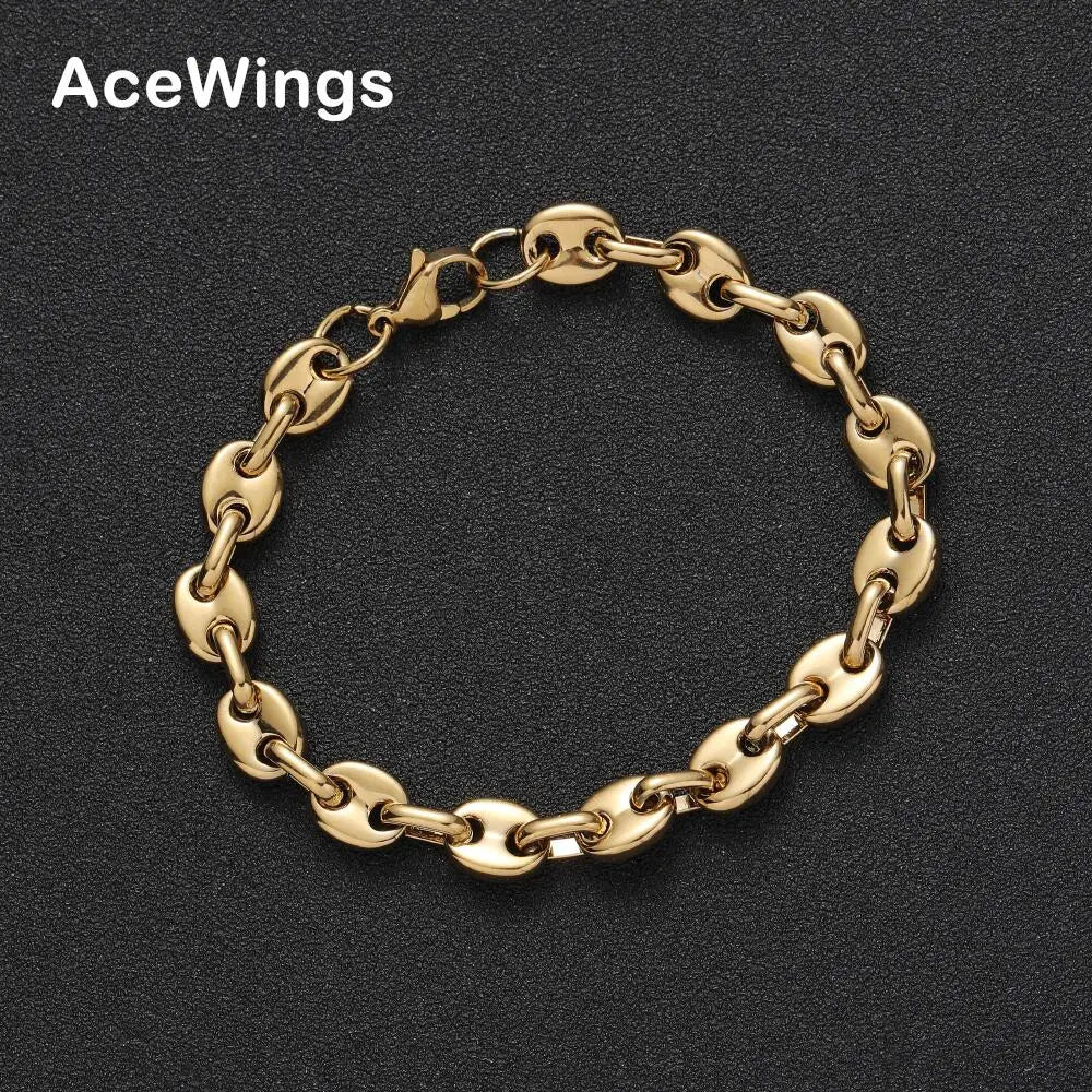 SB023  7mm 7inch 8inch Stainless Steel Bracelet  Hip Hop Jewelry  for Men Women