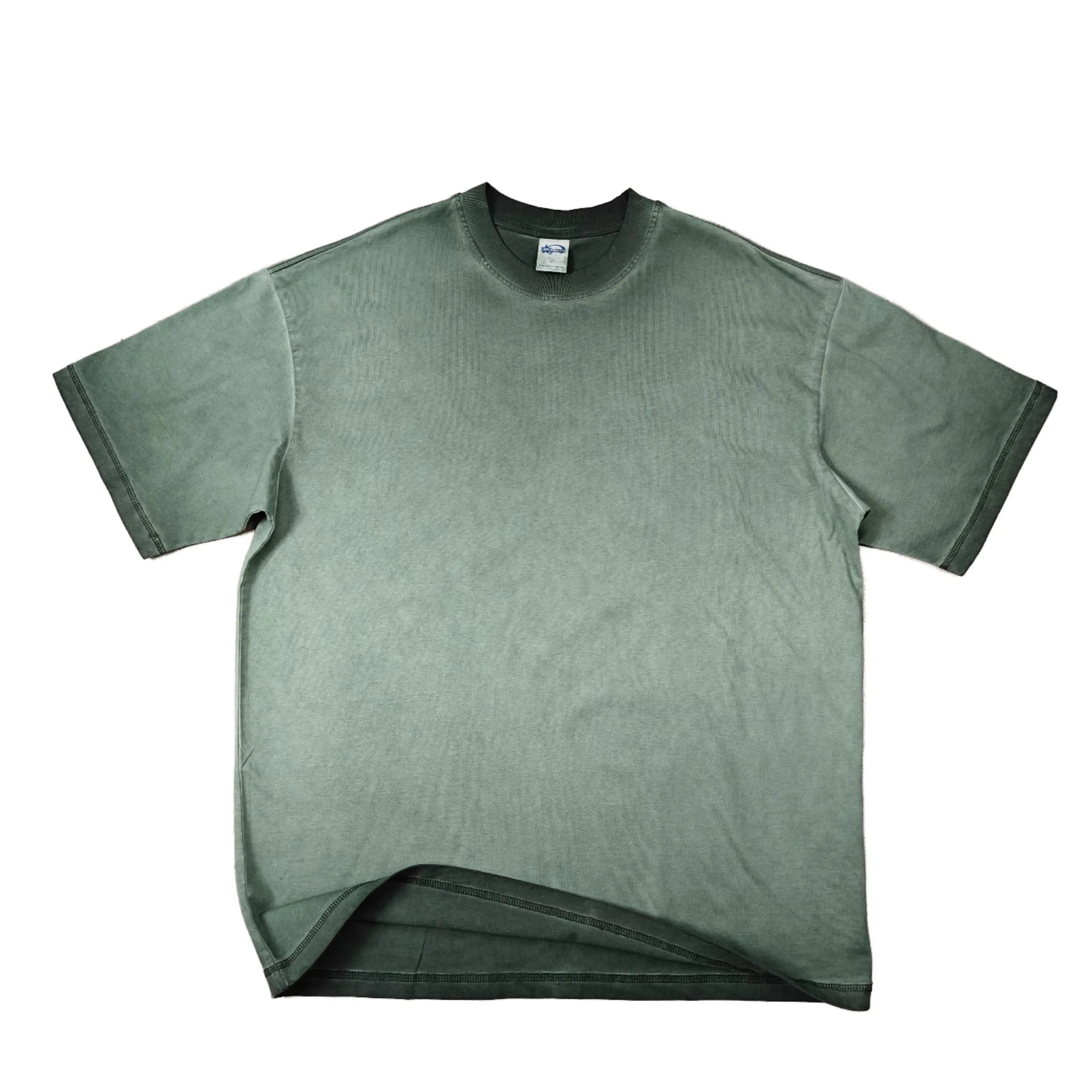 Custom 100% Cotton Woven 300 Gsm Short Sleeve Casual Drop Shoulder Regular Fit Heavyweight Printing Covert Stitch Anti-Pilling