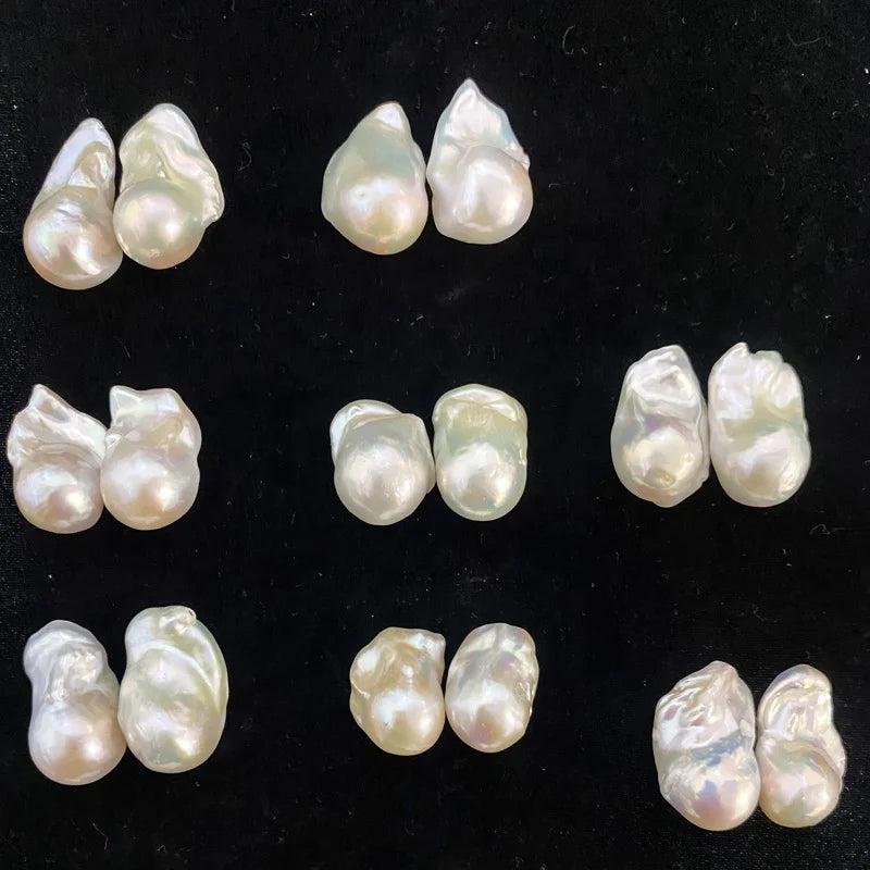Large Size Baroque Freshwater Pearl Necklace Making Loose Beads 14-16mm White Half-Hole Natural Pearls Third Party Certified