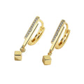 NEW Small Hoop Earrings Square Charms Gold Color Hoop Earrings for Women Ladies Minimalist Jewelry