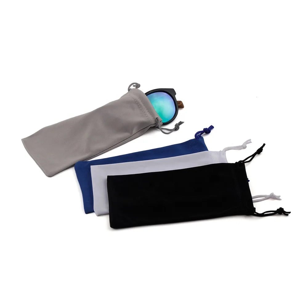 High Quality logo Printed White Gray Black Soft Eyeglasses Bag Microfiber Sunglasses Pouch