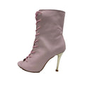 Evkoodance Brand Light Pink Leather Jazz & Salsa Party Dance Boots 4 Inch Thin Heel Women's Fashion Style New Arrival-Evk241204