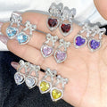 Factory High-end Party Accessories Sparkling Multicolor Cubic Zircon Earrings Temperament Heart Bow Earrings Gifts for Women