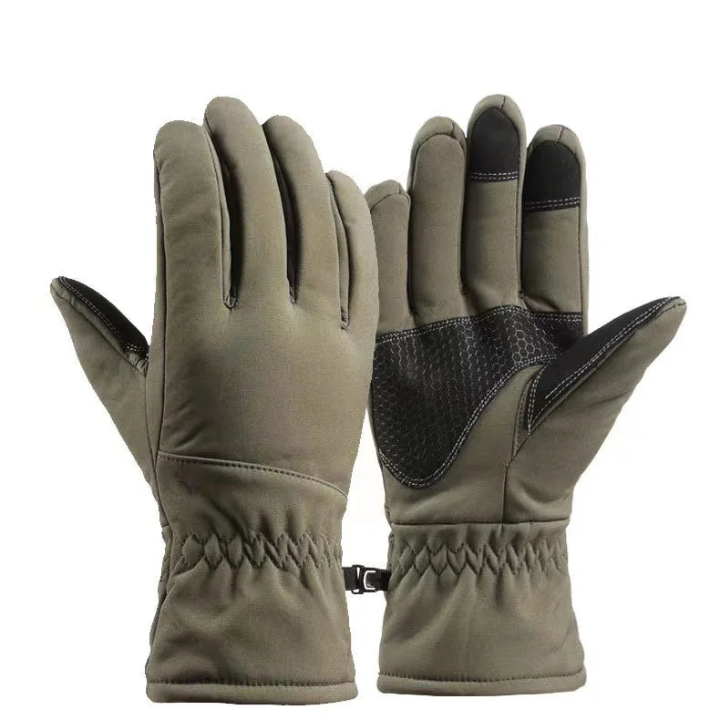 Sports Outdoor Riding All-Finger Warm Fleece Waterproof Plush Tactical Camouflage for Cycling Camping Touch Screen Compatible