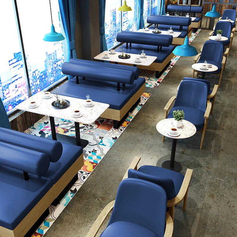 Modern Solid Wood Restaurant Furniture for Hotels Cafeterias Cafes-Metal Table Chairs Set for Dining Kitchen Villas Farmhouses