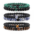 Hot Selling Classic Men's Fashion Frosted Malachite Tiger Eye Beaded Bracelets Natural Stone Geometric Pattern Wholesale Pearl